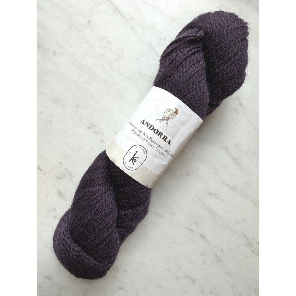 New Kelbourne Woolens Andorra Yarn Eggplant 185 Yards Wool Mohair Colorwork